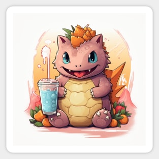 Cute Godzilla and drinking water Sticker